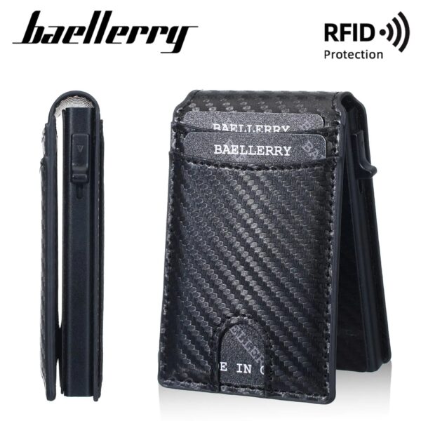 mini portefeuille homme porte cartes RFID anti piratage noir