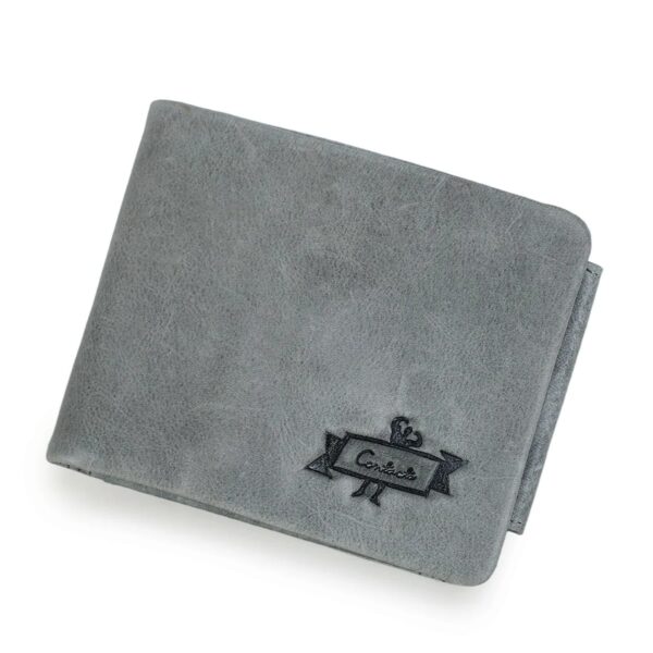 portefeuille cuir homme 3 volets gris fermé
