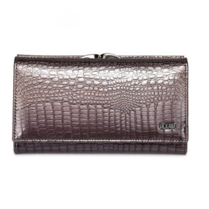 portefeuille long femme gris métal