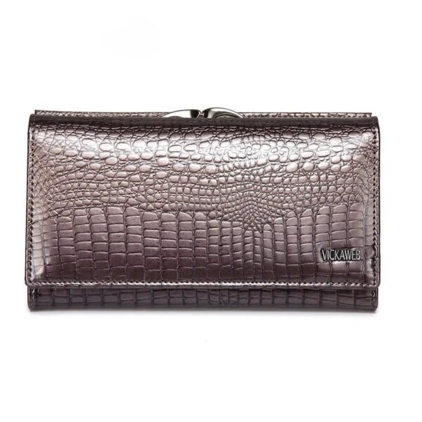 portefeuille long femme gris métal
