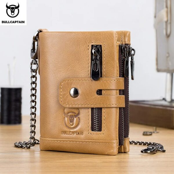 portefeuille à chaine compact porte carte beige cuir