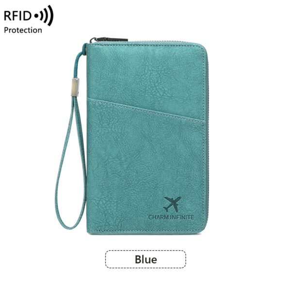 sac passeport de voyage RFID bleu