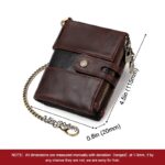 Portefeuille à chaîne cuir PU marron dimensions