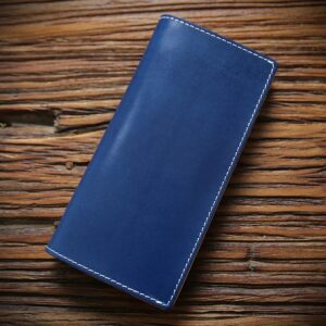 portefeuille long femme ou homme cuir luxe bleu