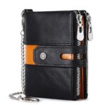 Portefeuille à chaîne cuir PU noir