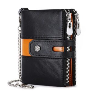 Portefeuille à chaîne cuir PU noir