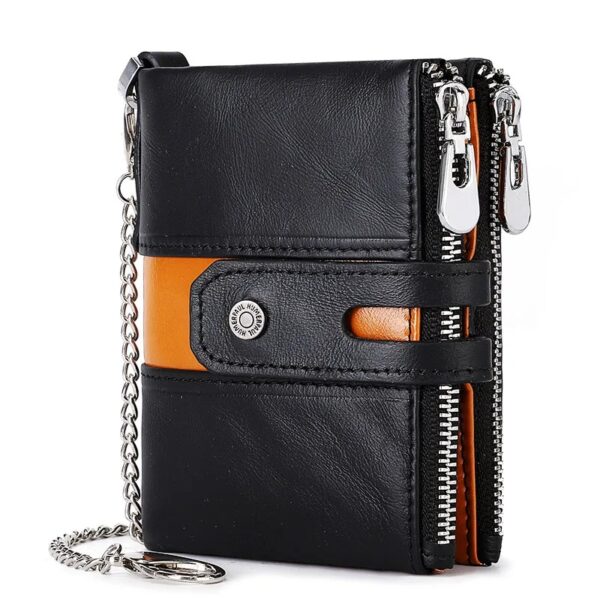 Portefeuille à chaîne cuir PU noir