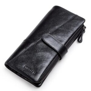 portefeuille long homme grand format en cuir 3 volets noir